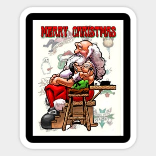 Santa Gets a Tattoo Sticker
